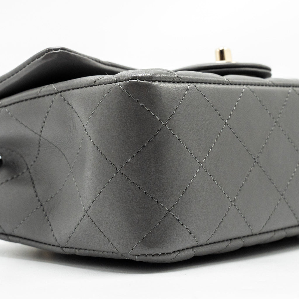 CHANEL MINI RECTANGULAR FLAP BAG LAMBSKIN GREY LGHW (MICROCHIP)