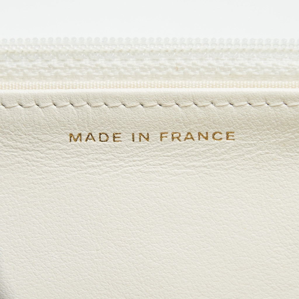 CHANEL CHEVRON CAVIAR WALLET ON CHAIN IVORY LGHW