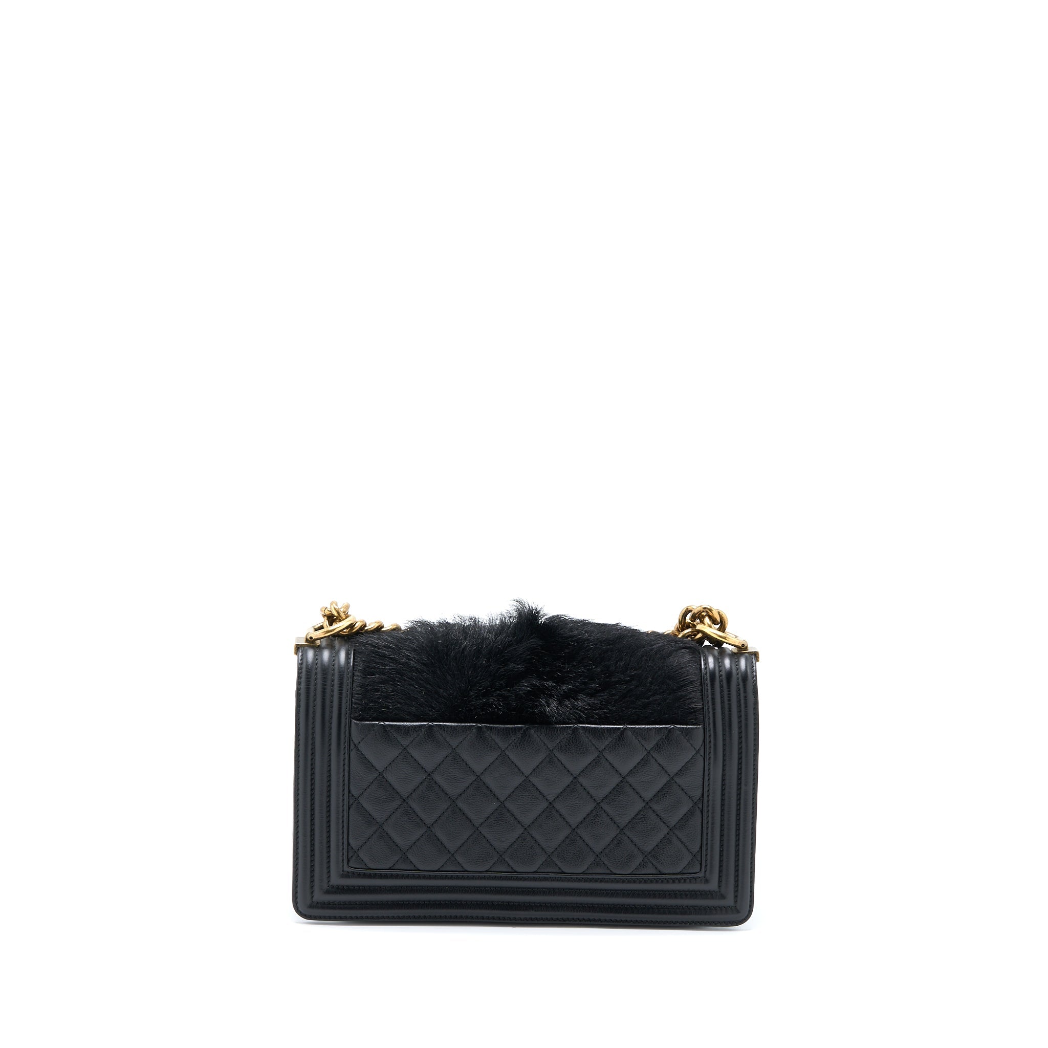 CHANEL MEDIUM BOY BAG GOATHAIR/CALFSKIN BLACK GHW