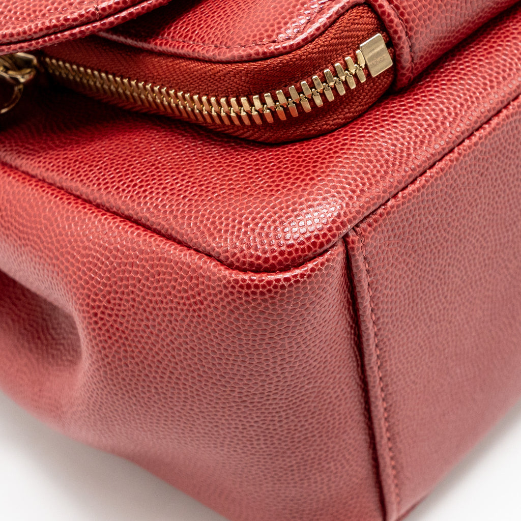 CHANEL LARGE BUSINESS AFFINITY CAVIAR RED LGHW