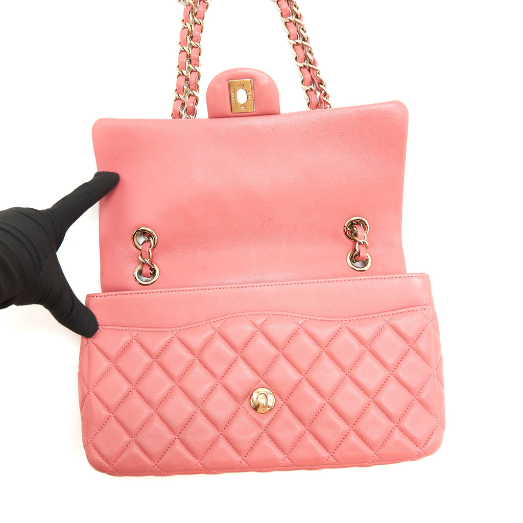 CHANEL LIMITED CHARM FLAP BAG LAMBSKIN PINK LGHW