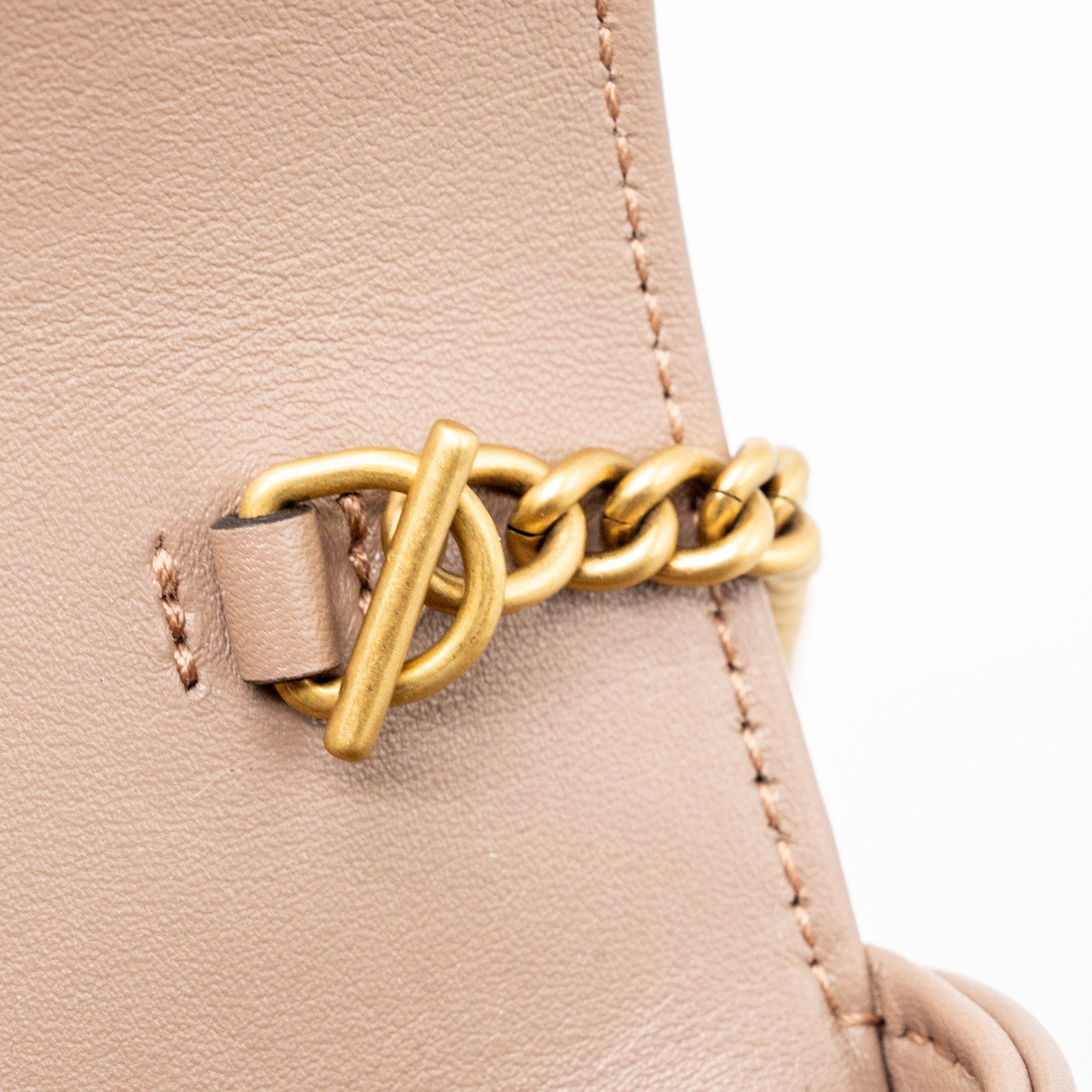 GUCCI SUPER MINI GG MARMONT BAG CALFSKIN BEIGE GHW