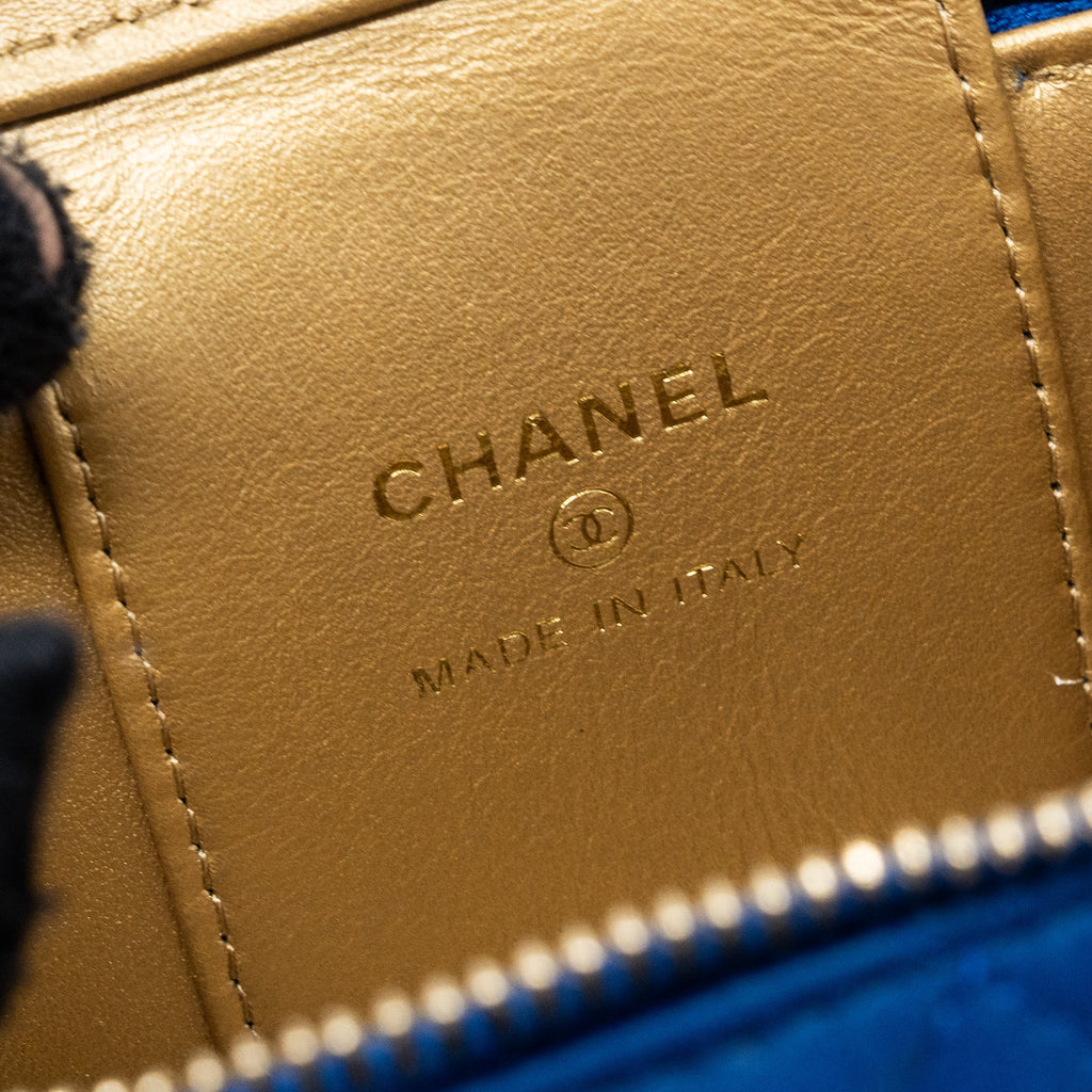 CHANEL PEARL CRUSH MINI VANITY LAMBSKIN BLUE GHW(MICROCHIP)
