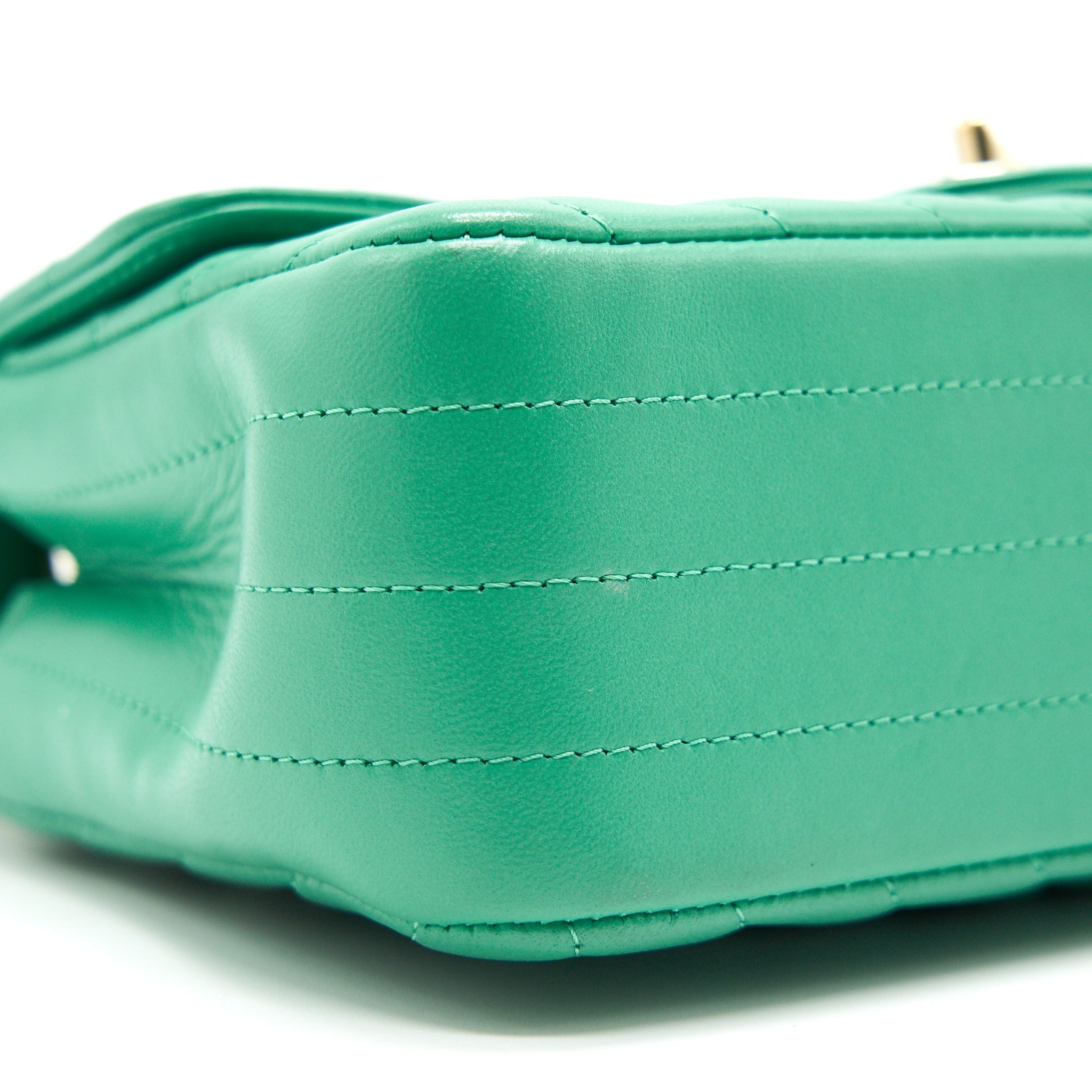 CHANEL CHEVRON MINI RECTANGULAR GREEN WITH LGHW