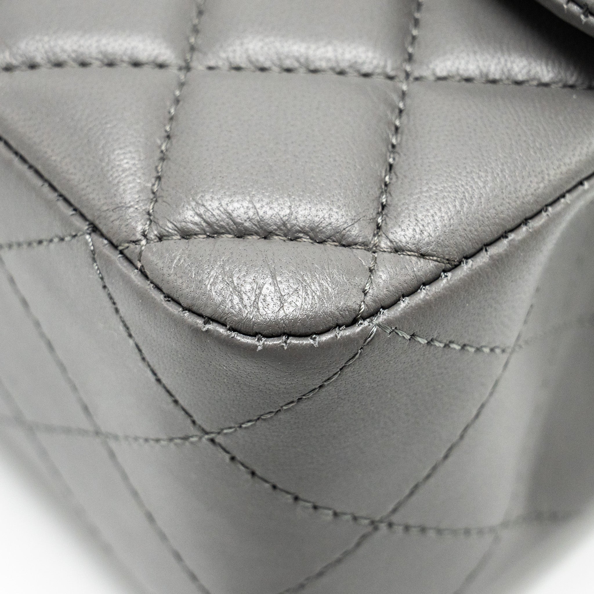 CHANEL MINI RECTANGULAR FLAP BAG LAMBSKIN GREY LGHW (MICROCHIP)
