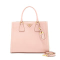 PRADA TOP HANDLE SAFFIANO TOTE BAG CALFSKIN PINK/ WHITE GHW