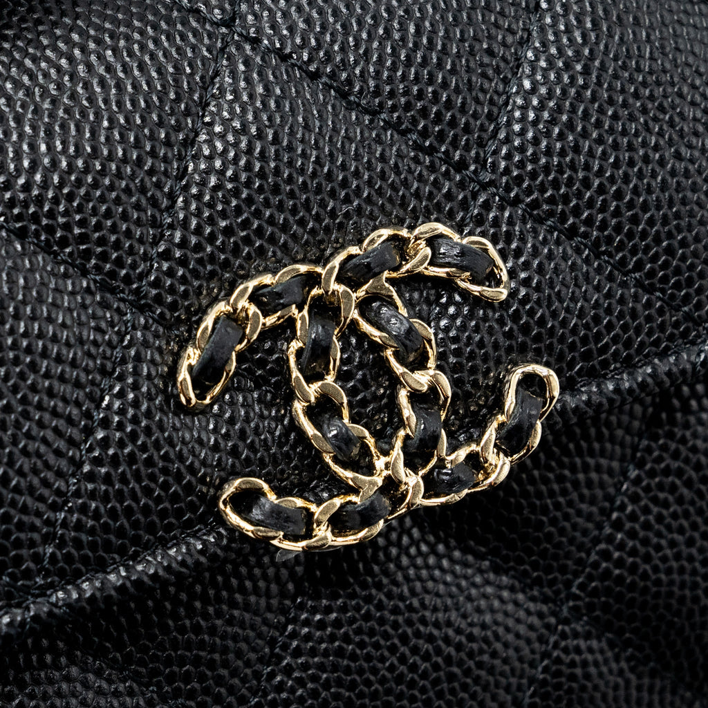 CHANEL MINI TOP HANDLE FLAP BAG CAVIAR BLACK LGHW (MICROCHIP)