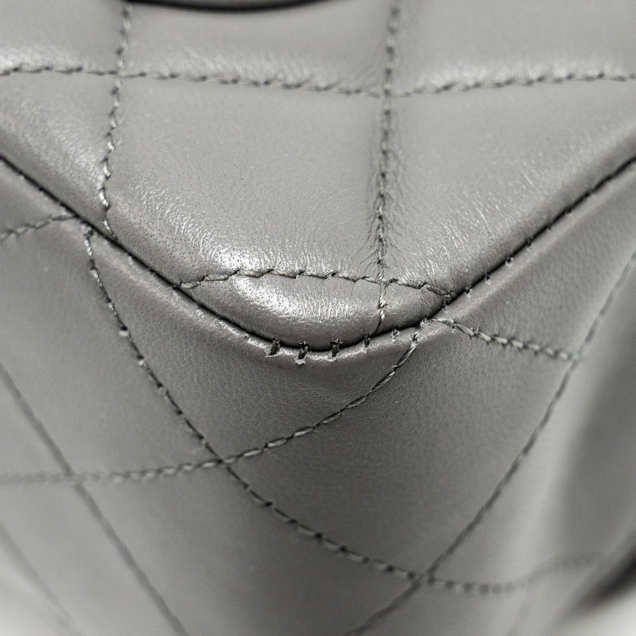 CHANEL MINI RECTANGULAR FLAP BAG LAMBSKIN GREY LGHW (MICROCHIP)