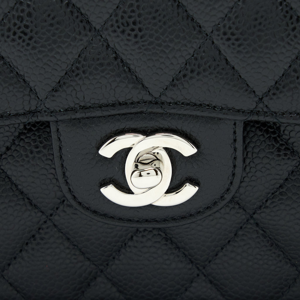 CHANEL SMALL CLASSIC FLAP BAG CAVIAR BLACK SHW