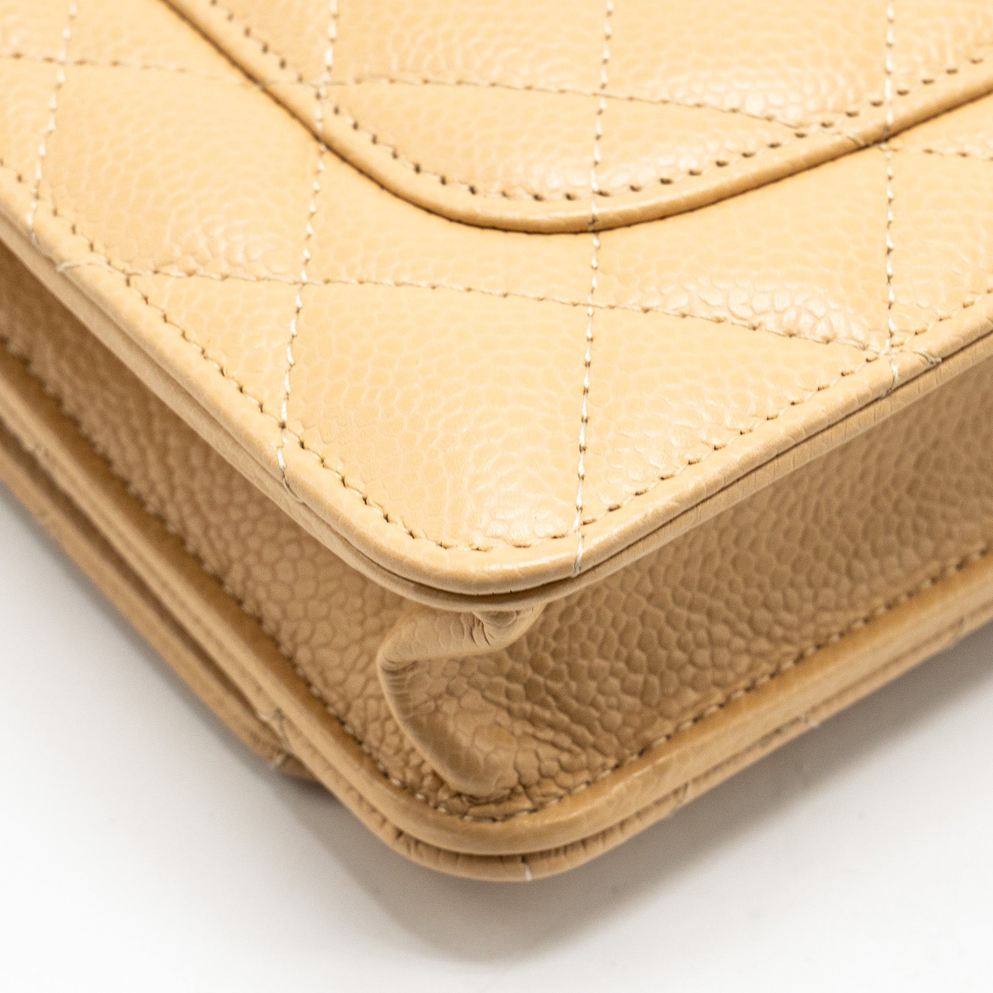 CHANEL CLASSIC WALLET ON CHAIN CAVIAR BEIGE SHW (MICROCHIP)