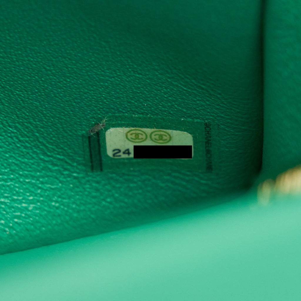 CHANEL CHEVRON MINI RECTANGULAR GREEN WITH LGHW