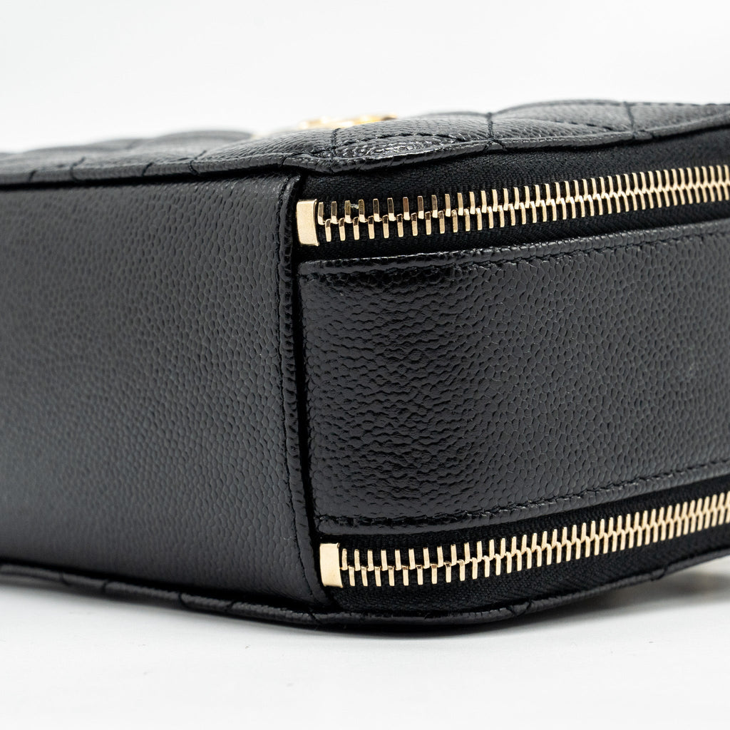 CHANEL 22S LETTER TOP HANDLE SMALL VANITY CASE CAVIAR BLACK BRUSHED GHW (MICROCHIP)