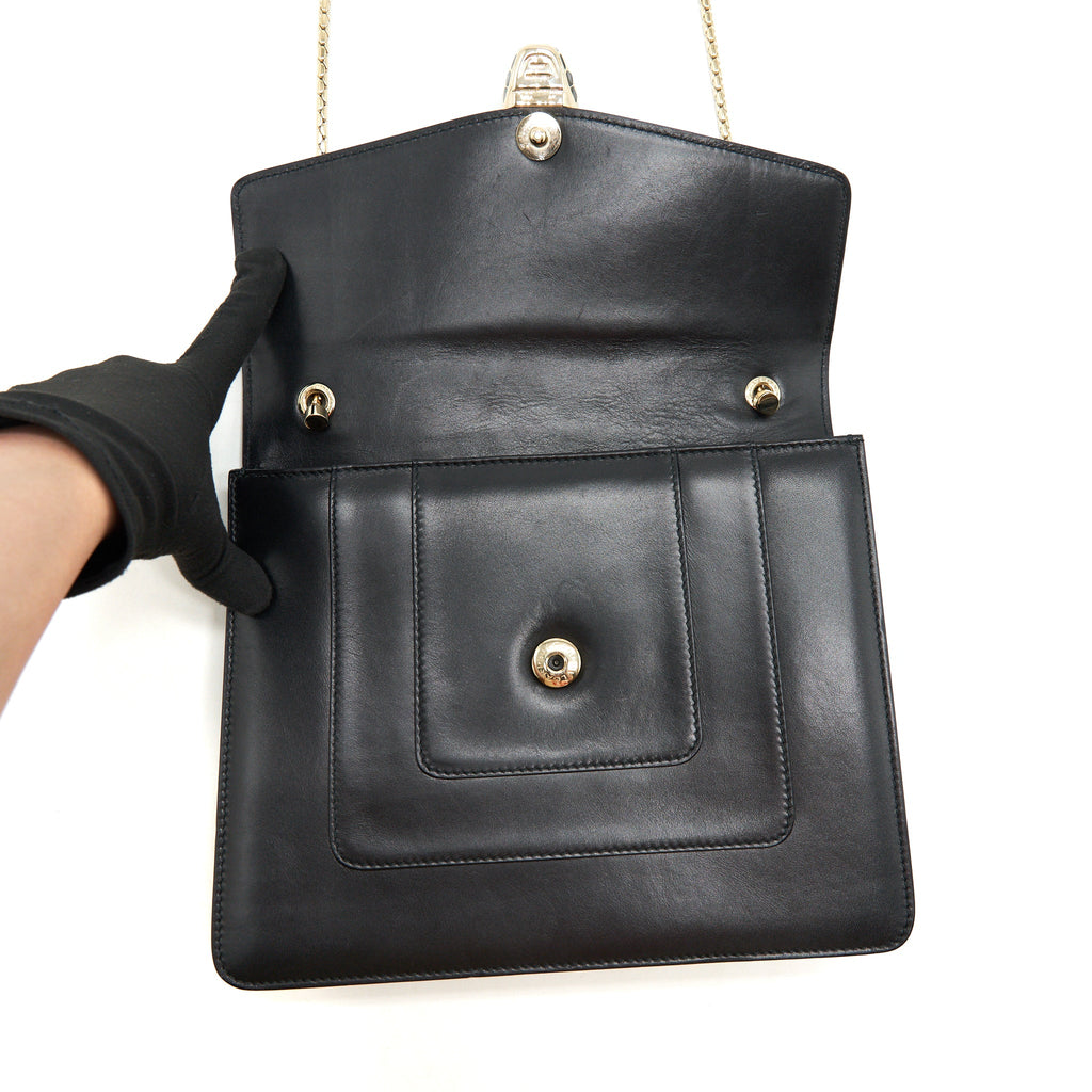 BVLGARI SERPENTI FOREVER FLAP BAG LARGE BLACK GHW