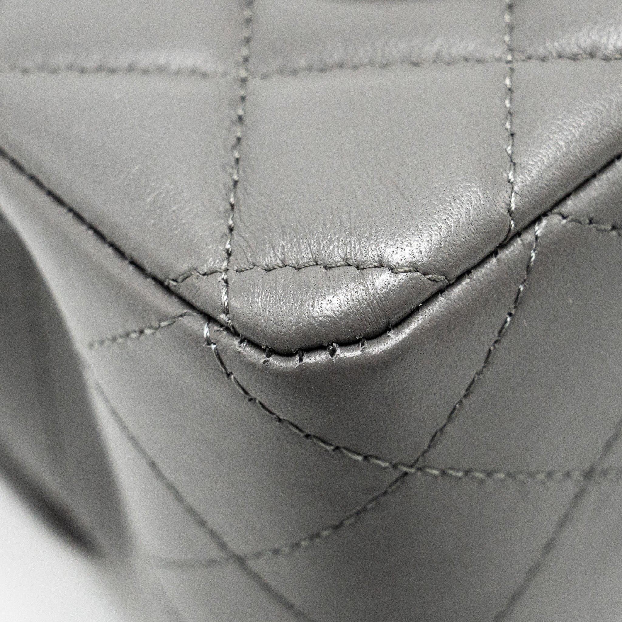 CHANEL MINI RECTANGULAR FLAP BAG LAMBSKIN GREY LGHW (MICROCHIP)