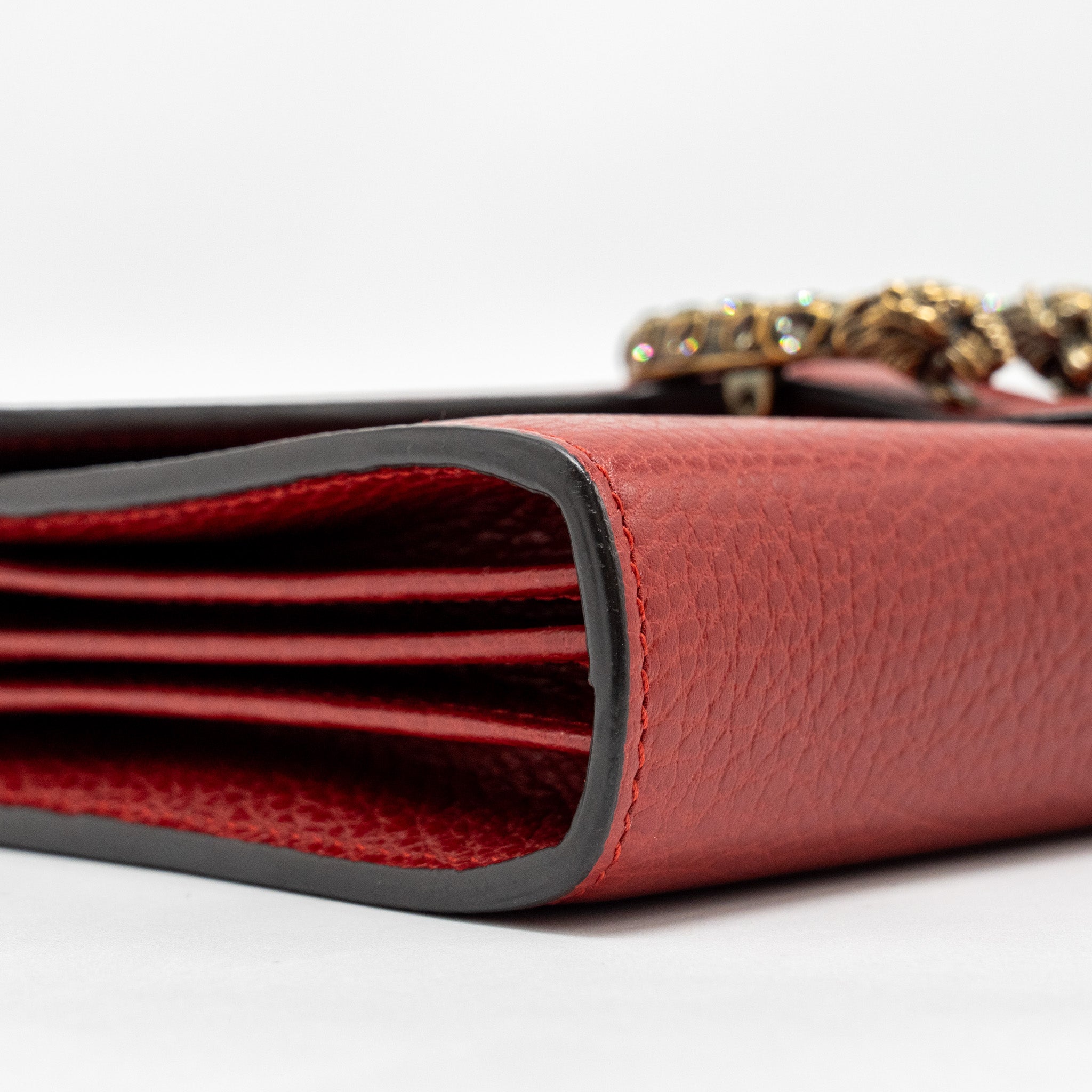 GUCCI DIONYSUS WALLET ON CHAIN CALFSKIN RED MULTICOLOUR HARDWARE