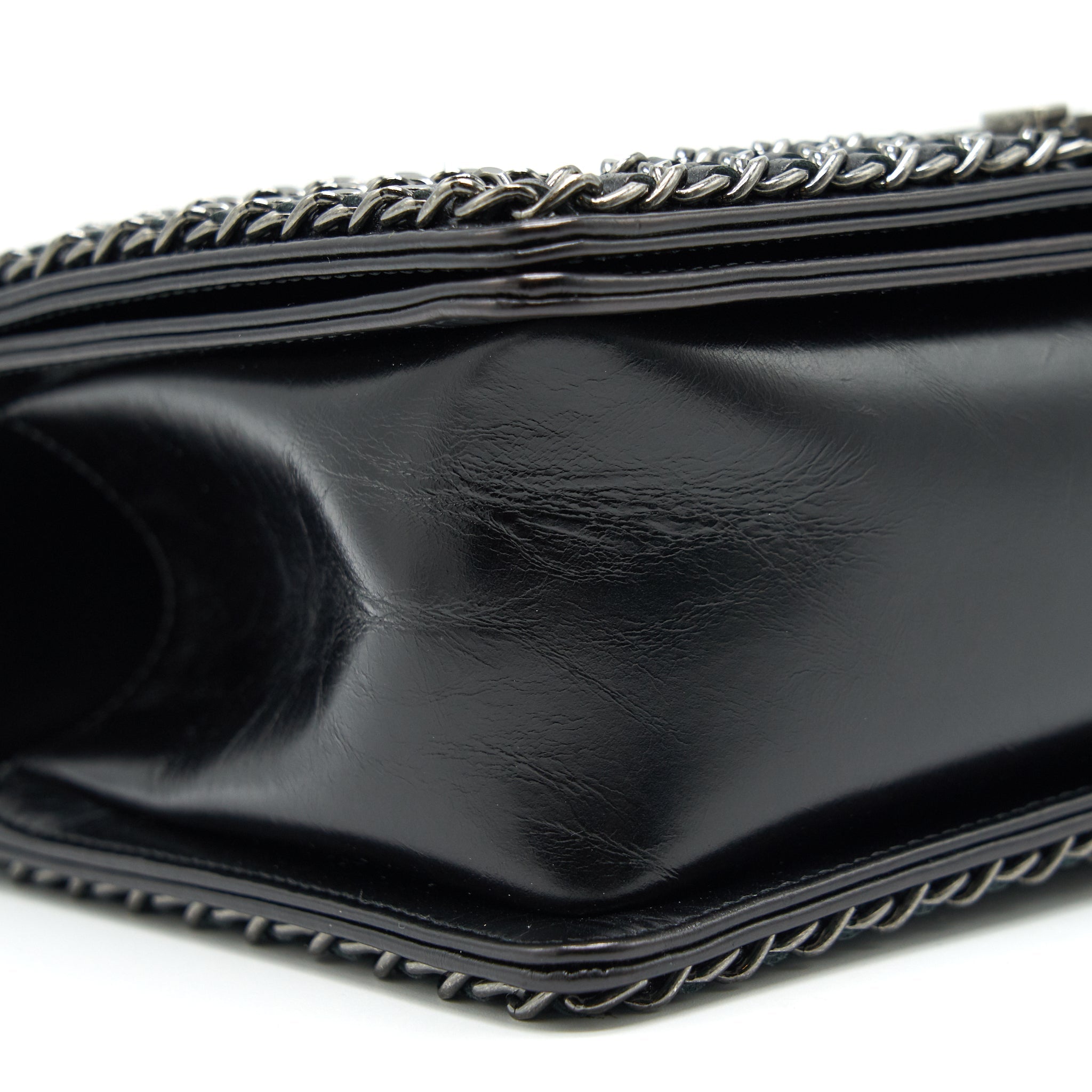 CHANEL OLD MEDIUM LEBOY BAG WITH CHAIN EDGE BLACK