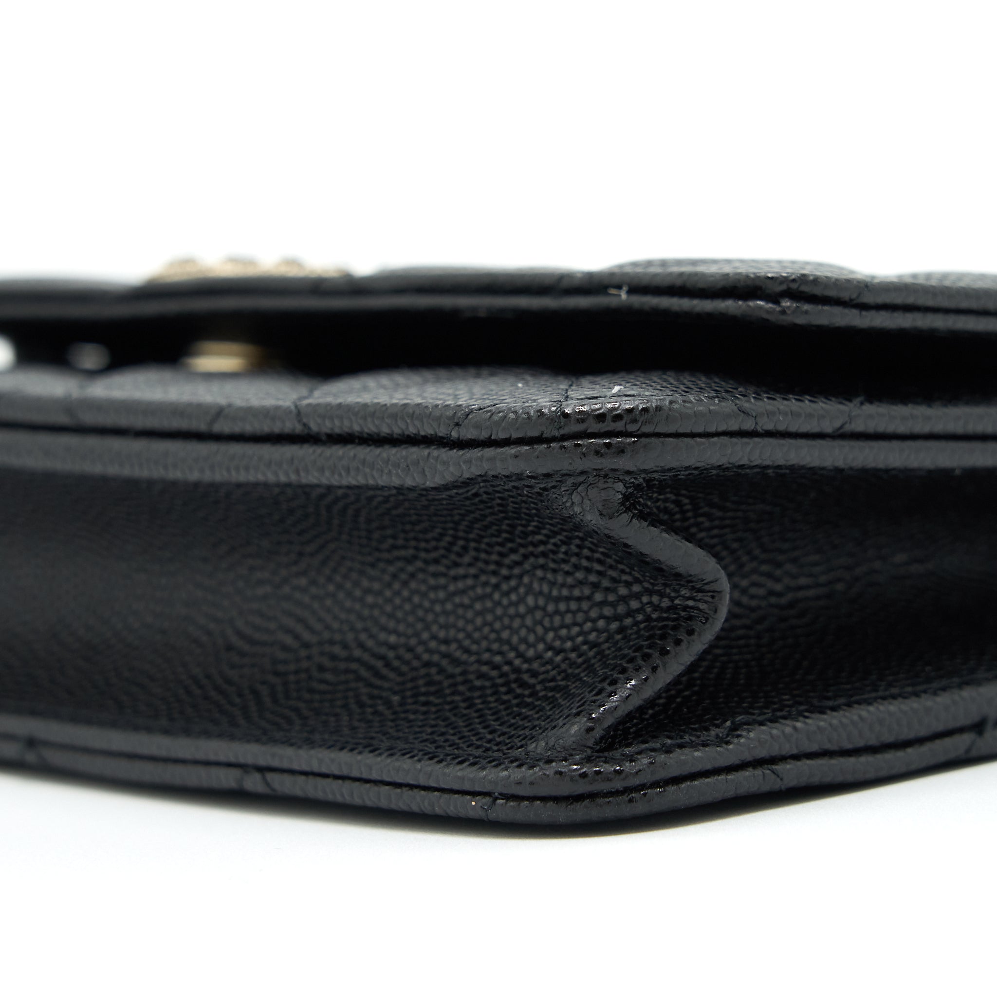 CHANEL 22S DETAILED LOGO WALLET ON CHAIN CAVIAR BLACK LGHW