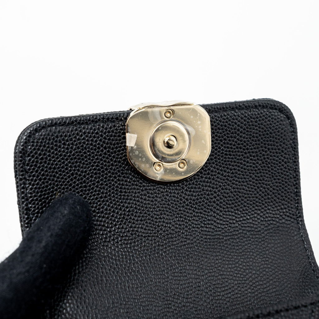CHANEL MINI TOP HANDLE FLAP BAG CAVIAR BLACK LGHW (MICROCHIP)