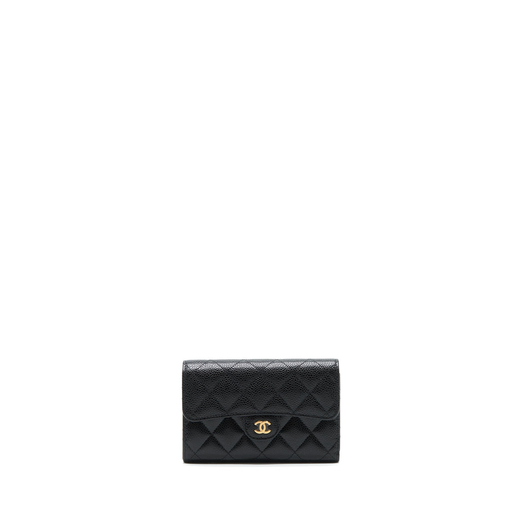 CHANEL CLASSIC FLAP WALLET CAVIAR BLACK GHW