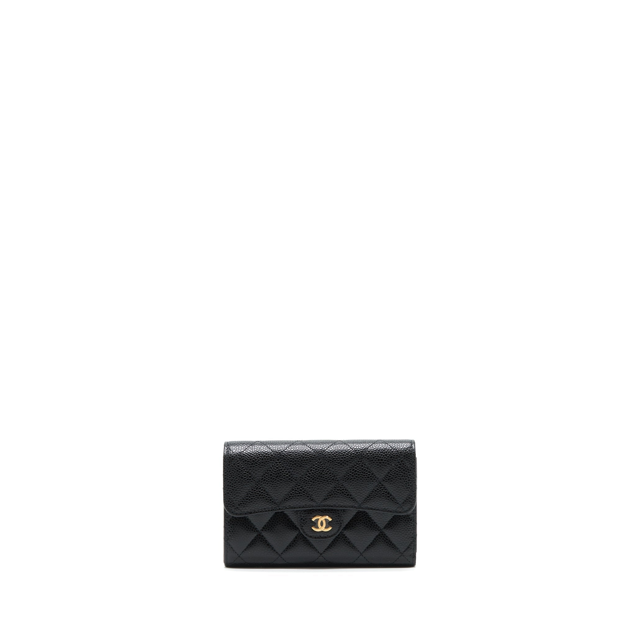 CHANEL CLASSIC FLAP WALLET CAVIAR BLACK GHW