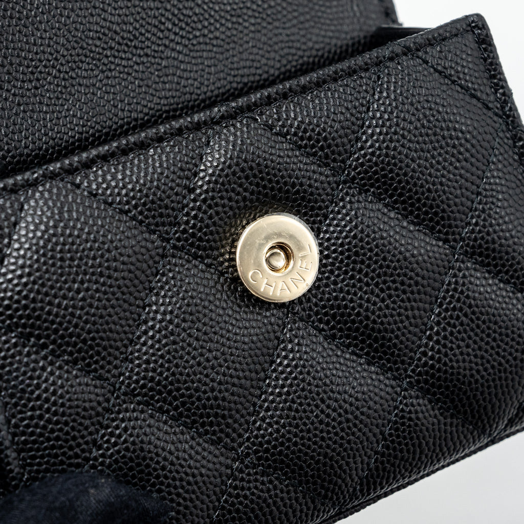 CHANEL MINI TOP HANDLE FLAP BAG CAVIAR BLACK LGHW (MICROCHIP)