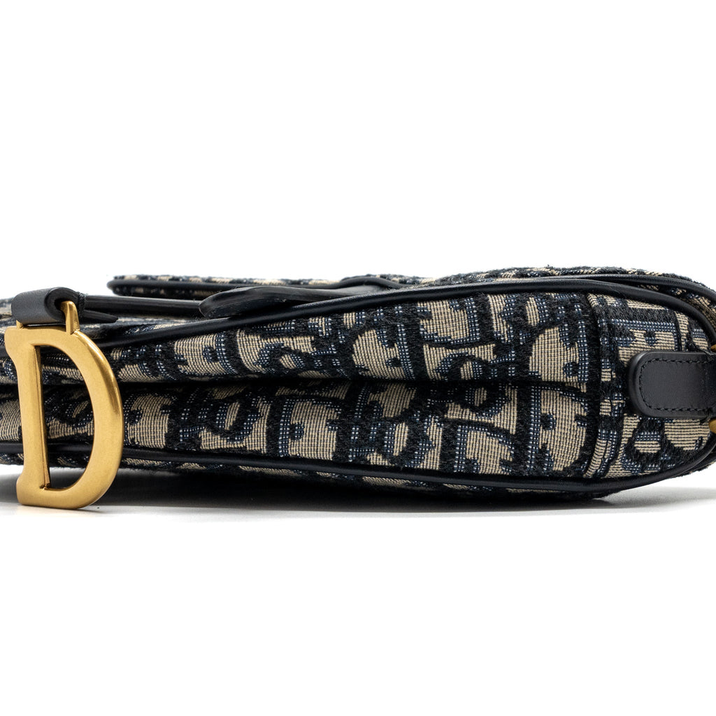 DIOR MINI SADDLE BAG BLUE OBLIQUE JACQUARD GHW