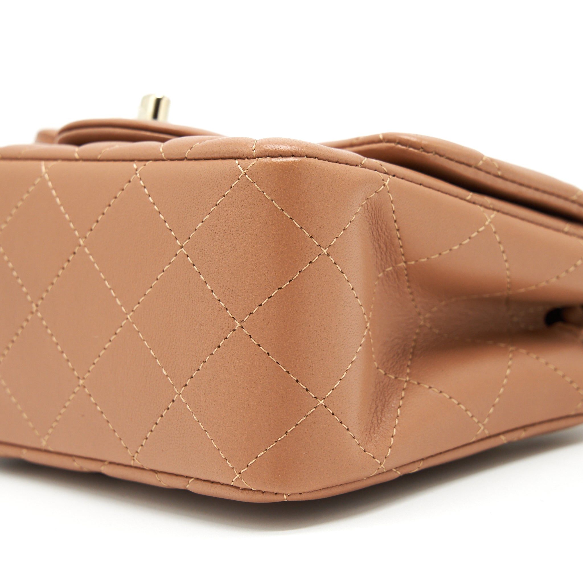 CHANEL 22S MINI SQUARE FLAP BAG LAMBSKIN CARAMEL LGHW (MICROCHIP)