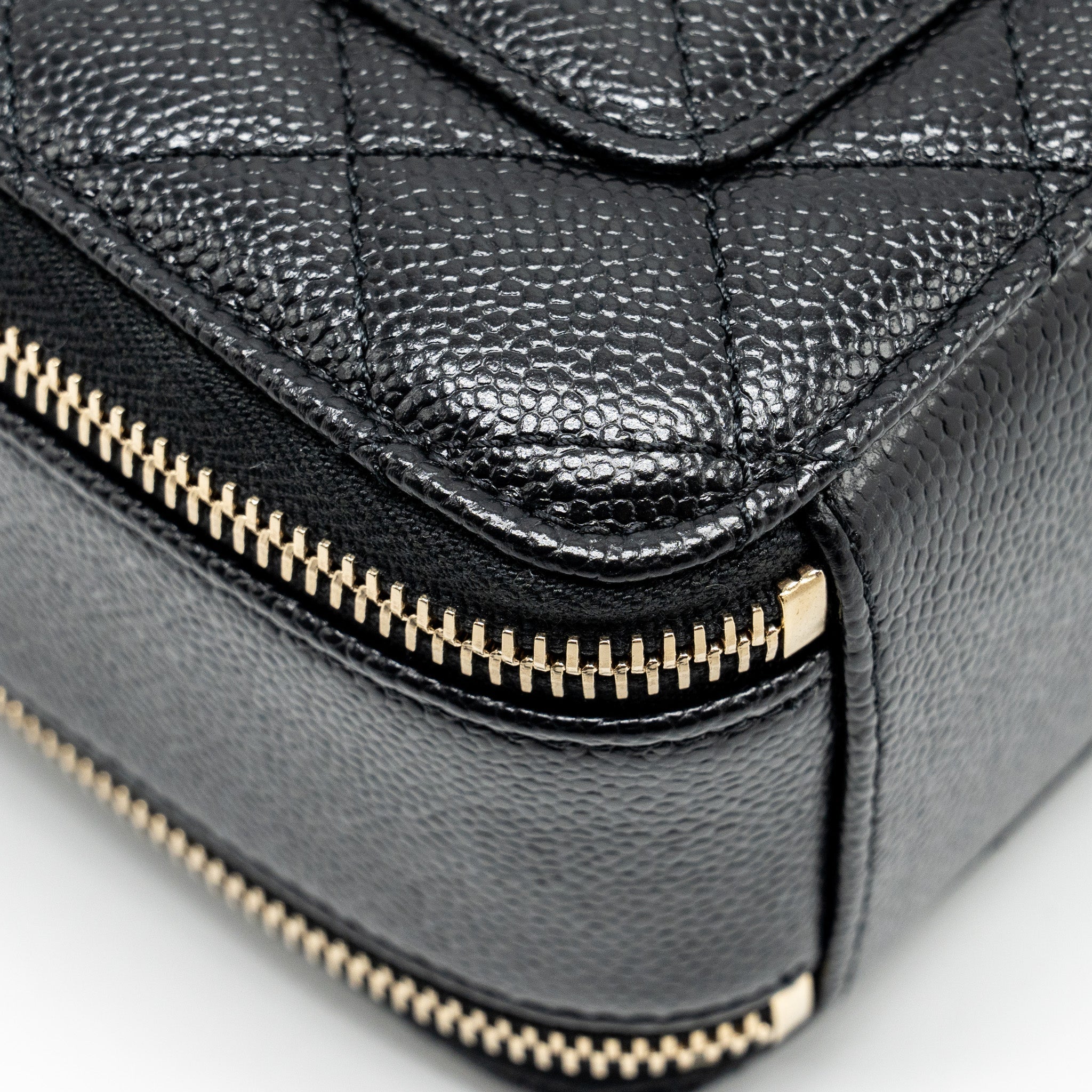 CHANEL 22S LETTER TOP HANDLE SMALL VANITY CASE CAVIAR BLACK BRUSHED GHW (MICROCHIP)