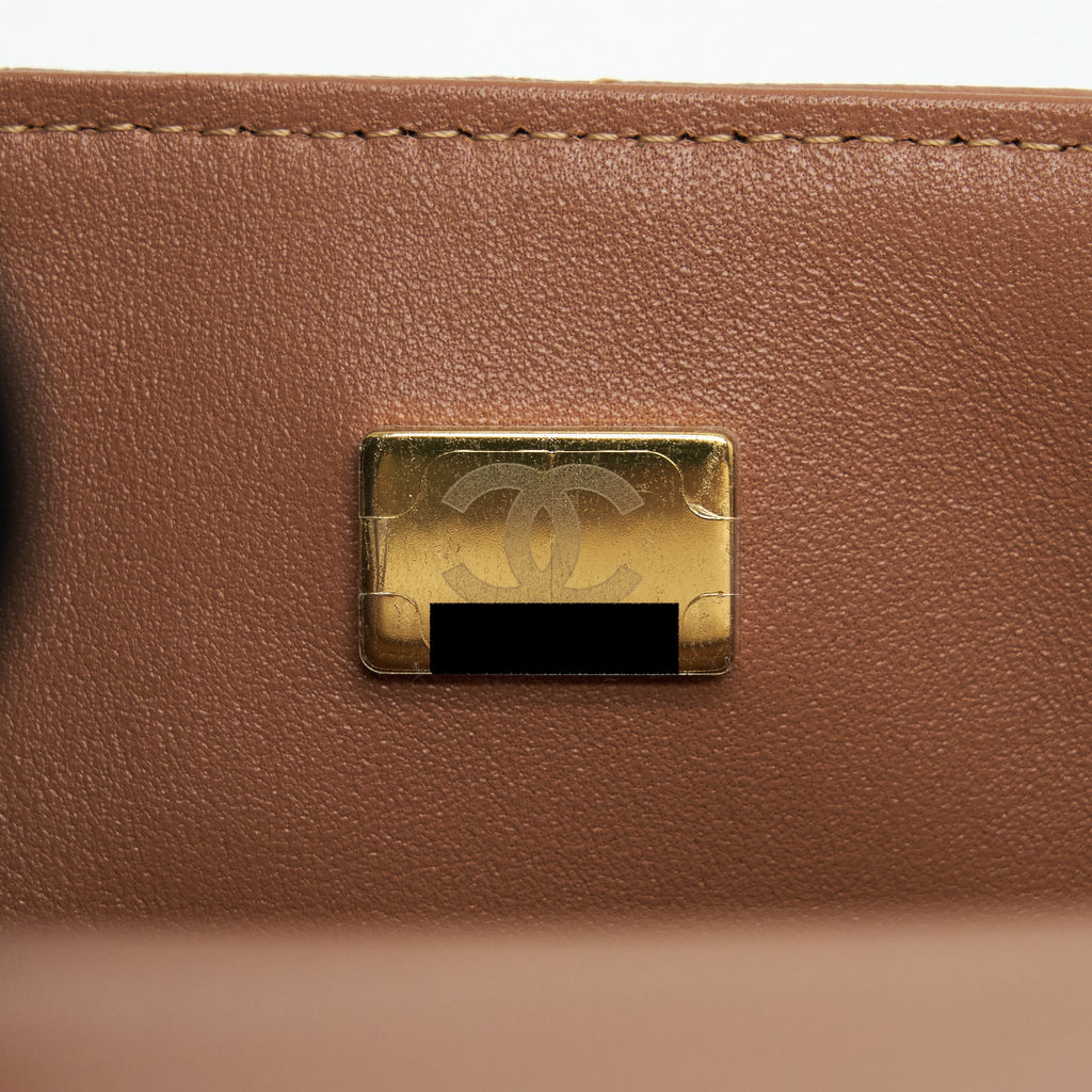 CHANEL 22S MINI SQUARE FLAP BAG LAMBSKIN CARAMEL LGHW (MICROCHIP)
