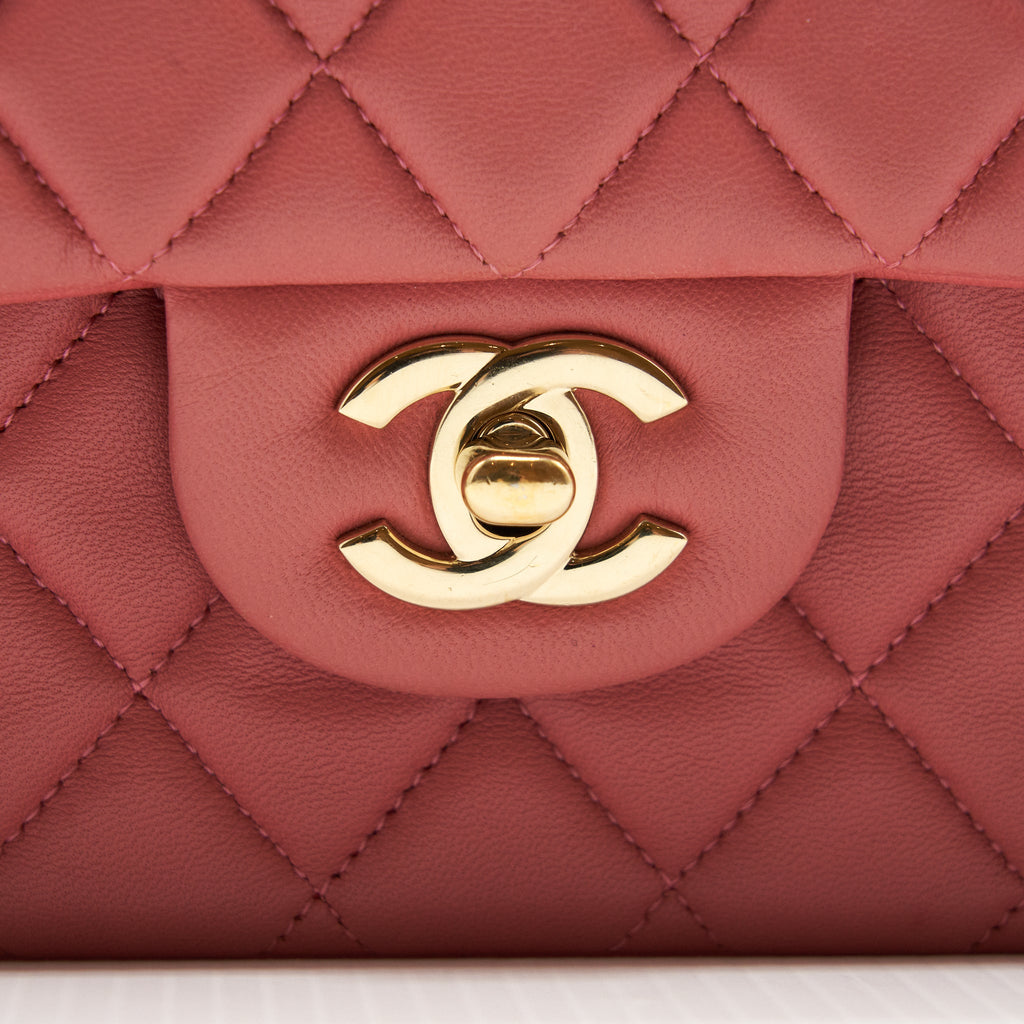 CHANEL LIMITED CHARM FLAP BAG LAMBSKIN PINK LGHW