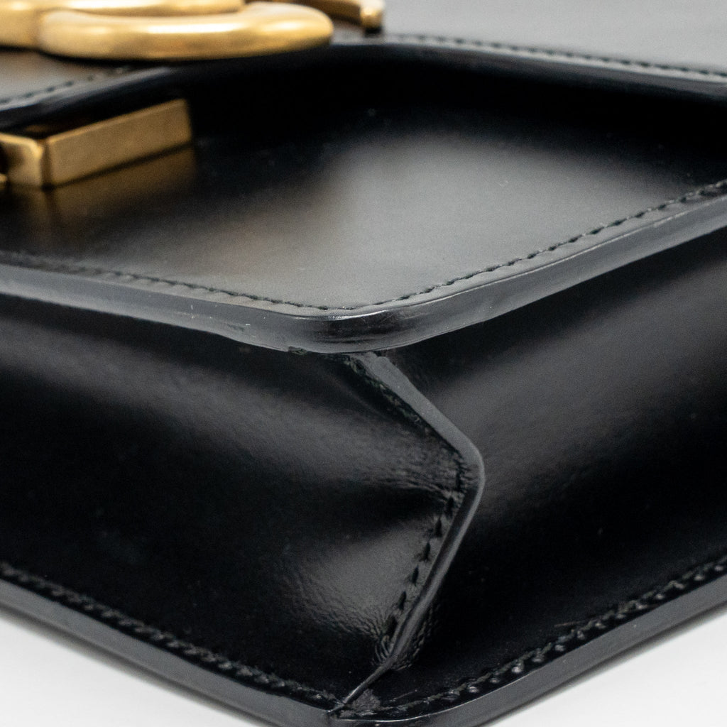 GUCCI GG MARMONT SQUARE PURSE BAG CALFSKIN BLACK GHW