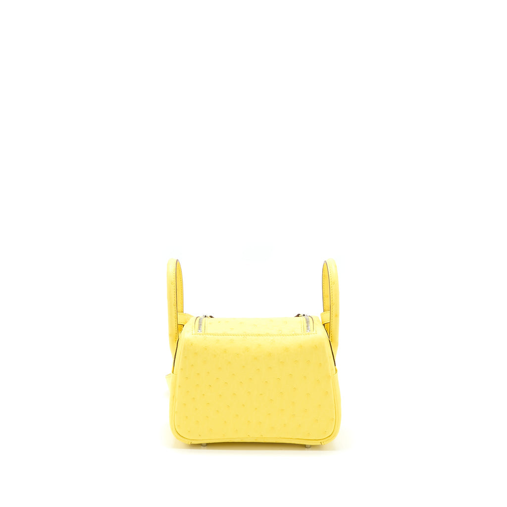 HERMES MINI LINDY OSTRICH JAUNE CITRON SHW