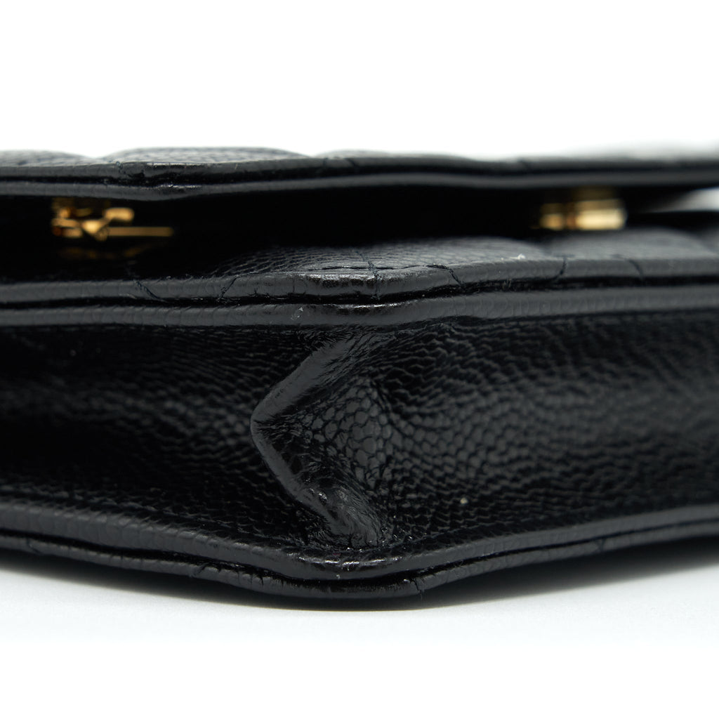CHANEL CLASSIC WALLET ON CHAIN CAVIAR BLACK LGHW (MICROCHIP)