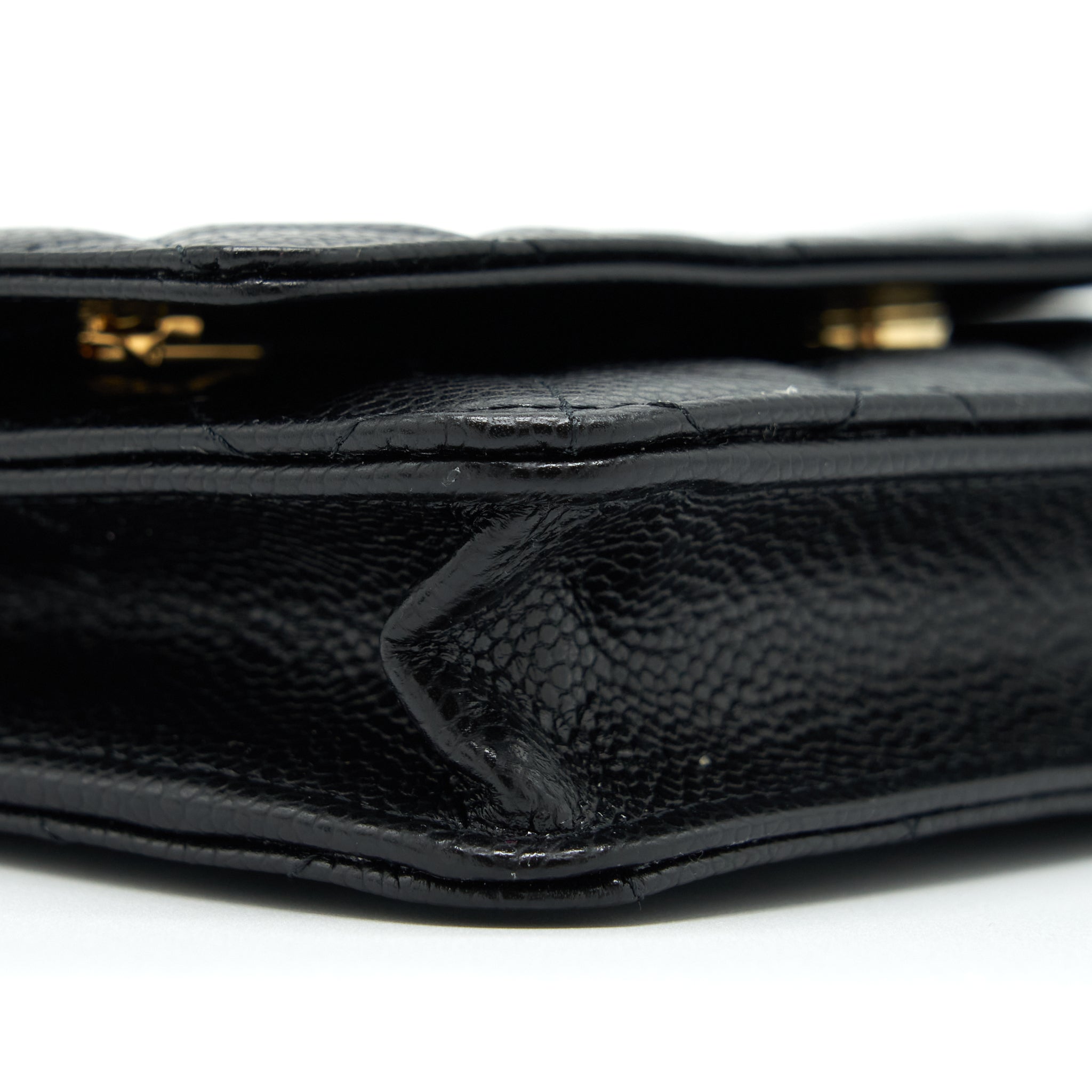 CHANEL CLASSIC WALLET ON CHAIN CAVIAR BLACK LGHW (MICROCHIP)