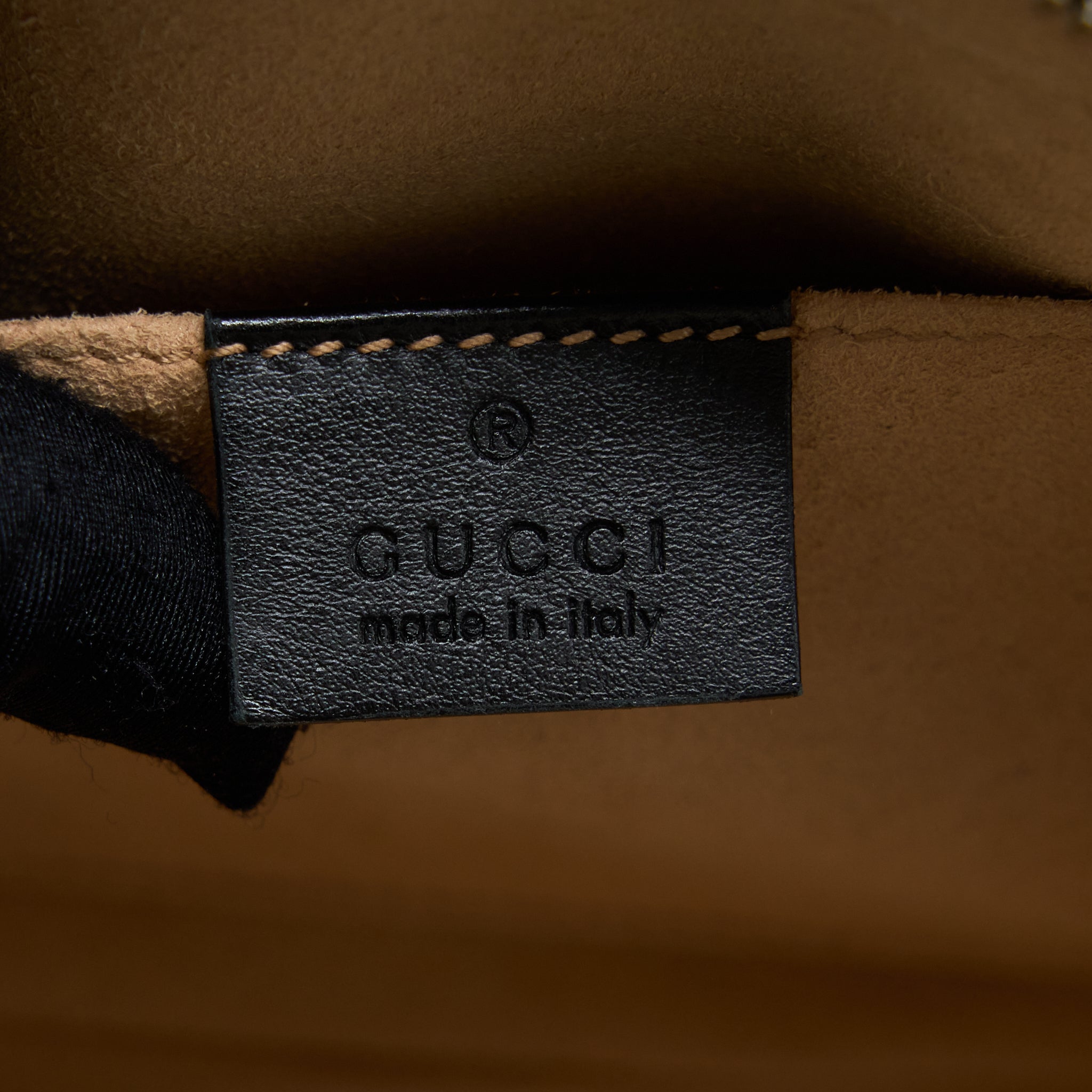 GUCCI GG MARMONT CAMERA BAG BLACK BRUSHED GHW