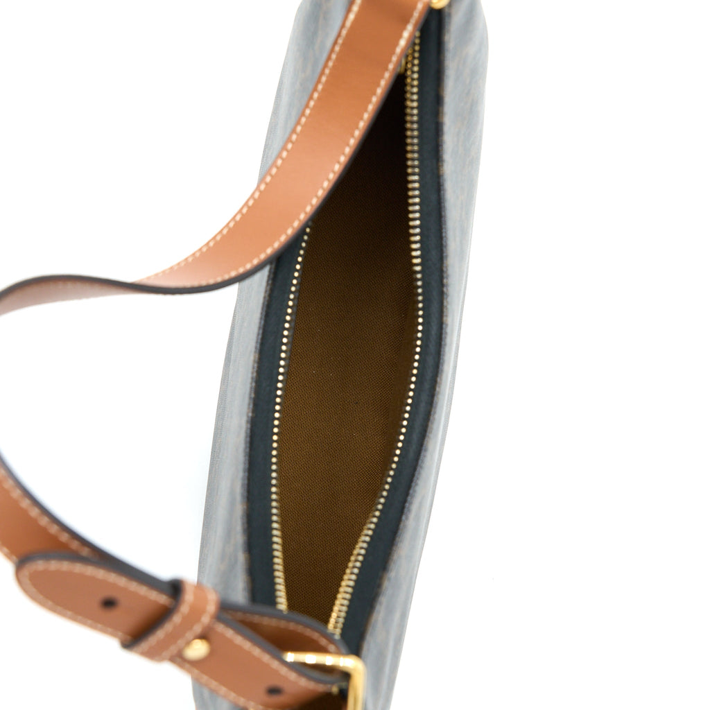 CELINE AVA BAG IN TRIOMPHE CANVAS AND CALFSKIN TAN