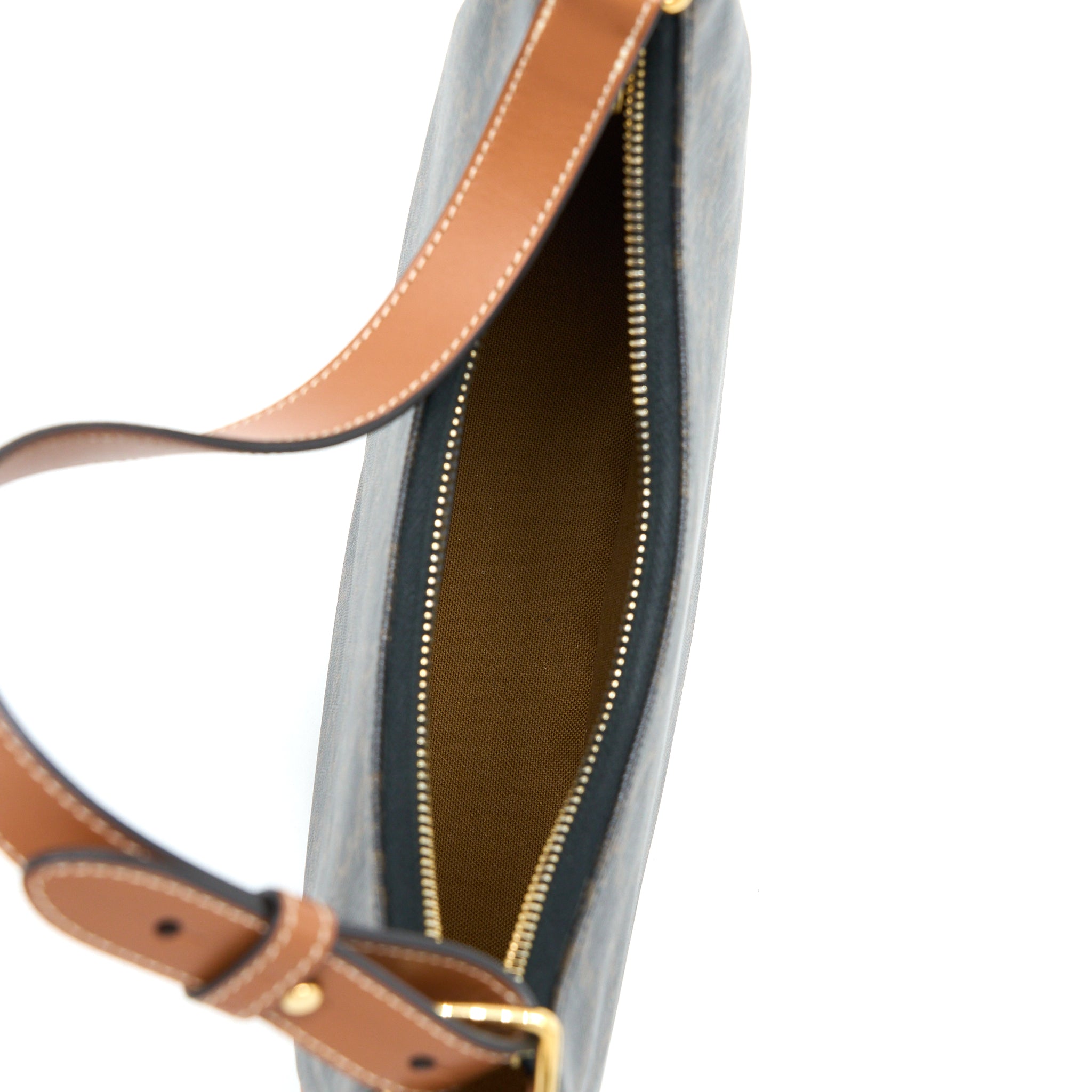 CELINE AVA BAG IN TRIOMPHE CANVAS AND CALFSKIN TAN