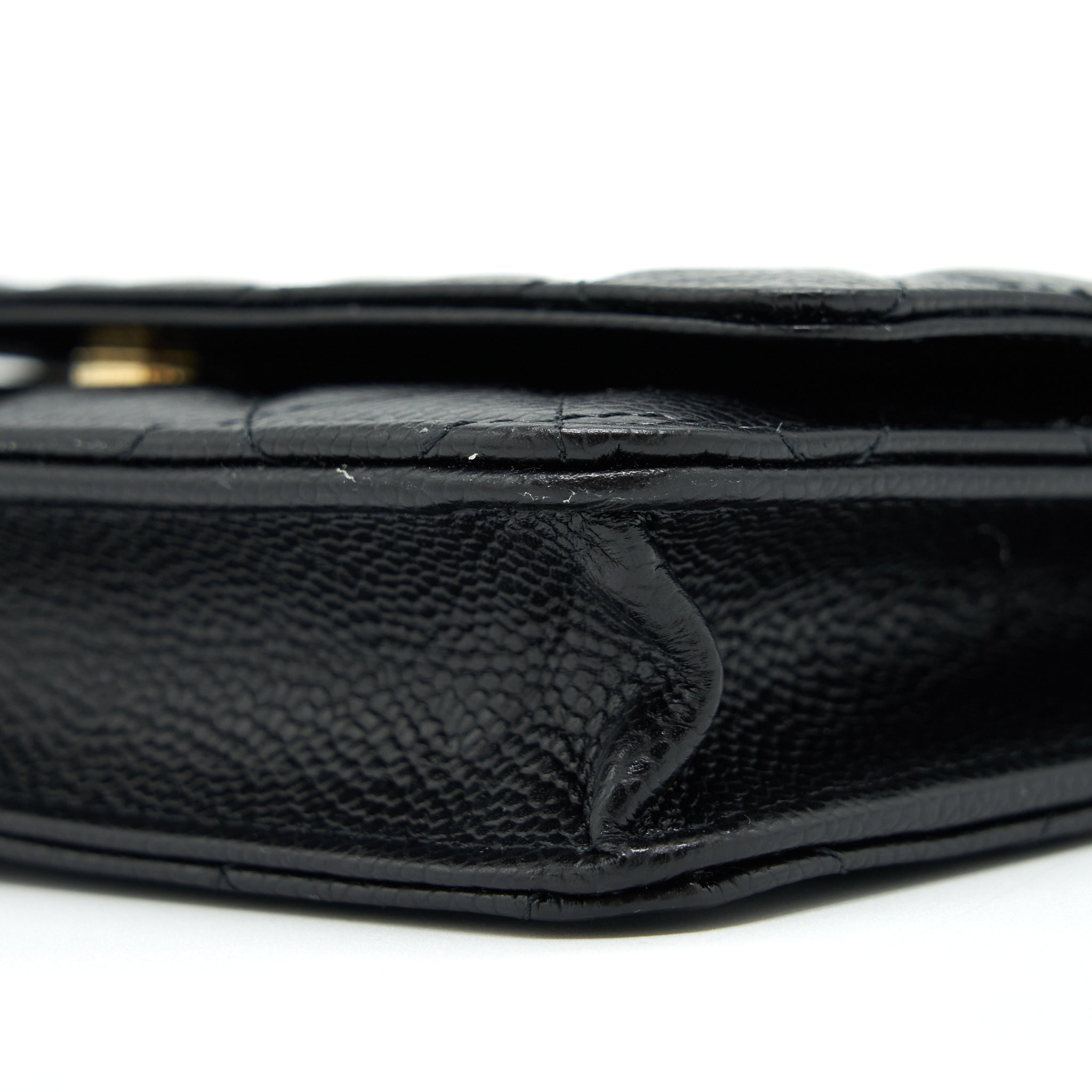 CHANEL CLASSIC WALLET ON CHAIN CAVIAR BLACK LGHW (MICROCHIP)