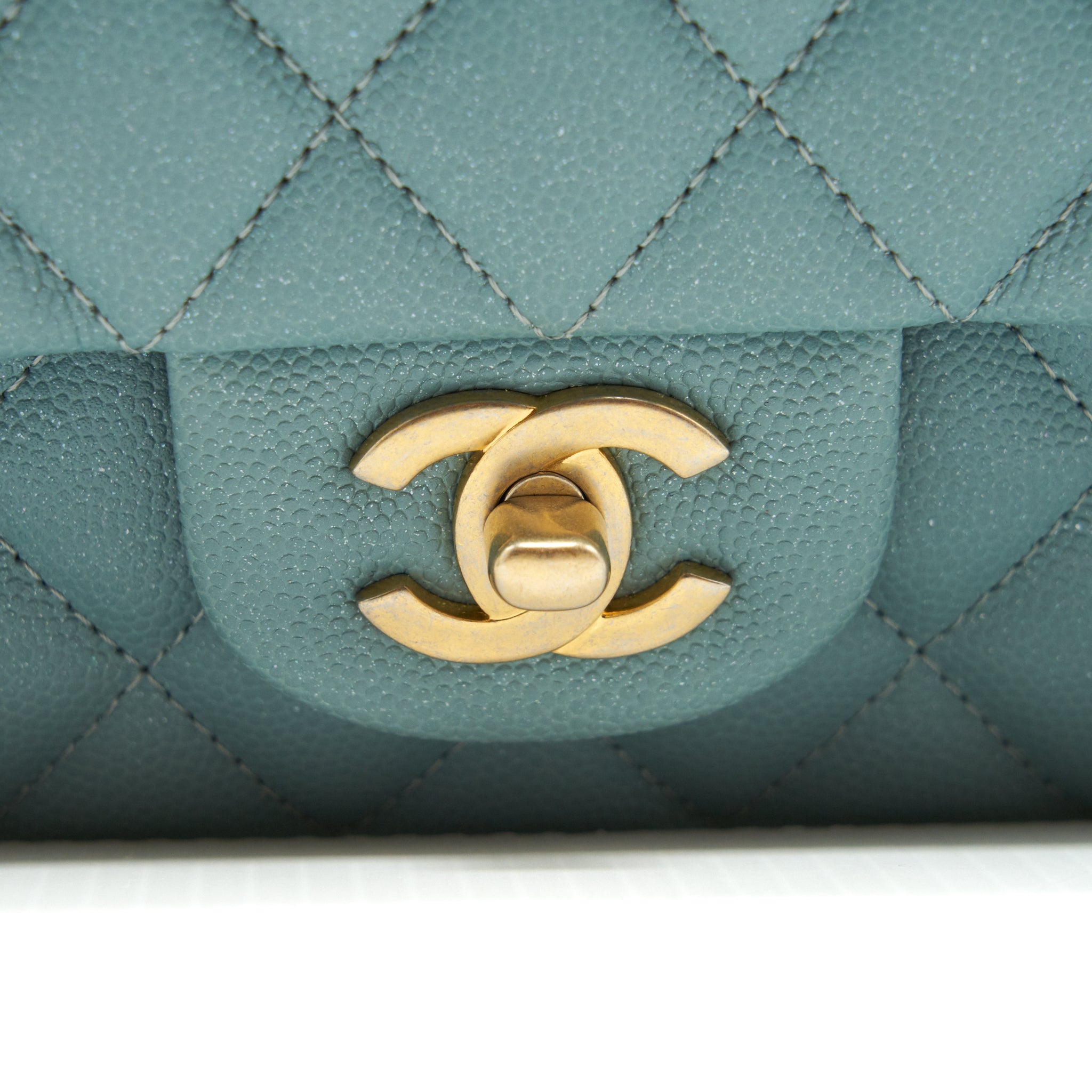 CHANEL CLASSIC DOUBLE FLAP BAG CAVIAR BLUE BRUSHED GHW