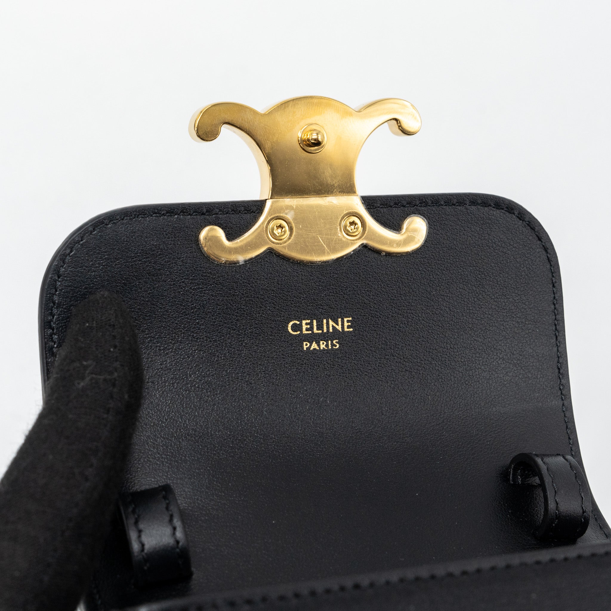 CELINE MINI CLAUDE SHINY CALFSKIN BLACK GHW