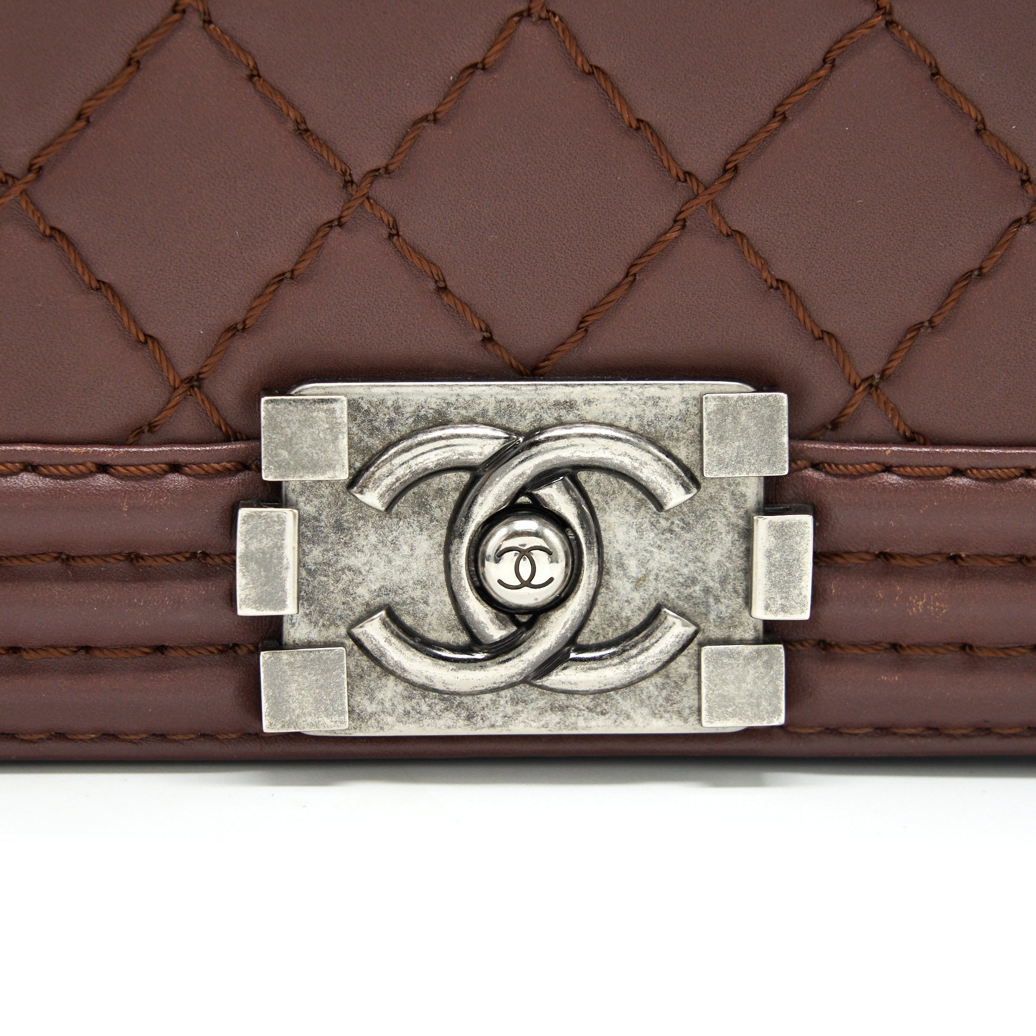 CHANEL MEDIUM BOY CHANEL BAG CHOCOLATE BROWN SHW