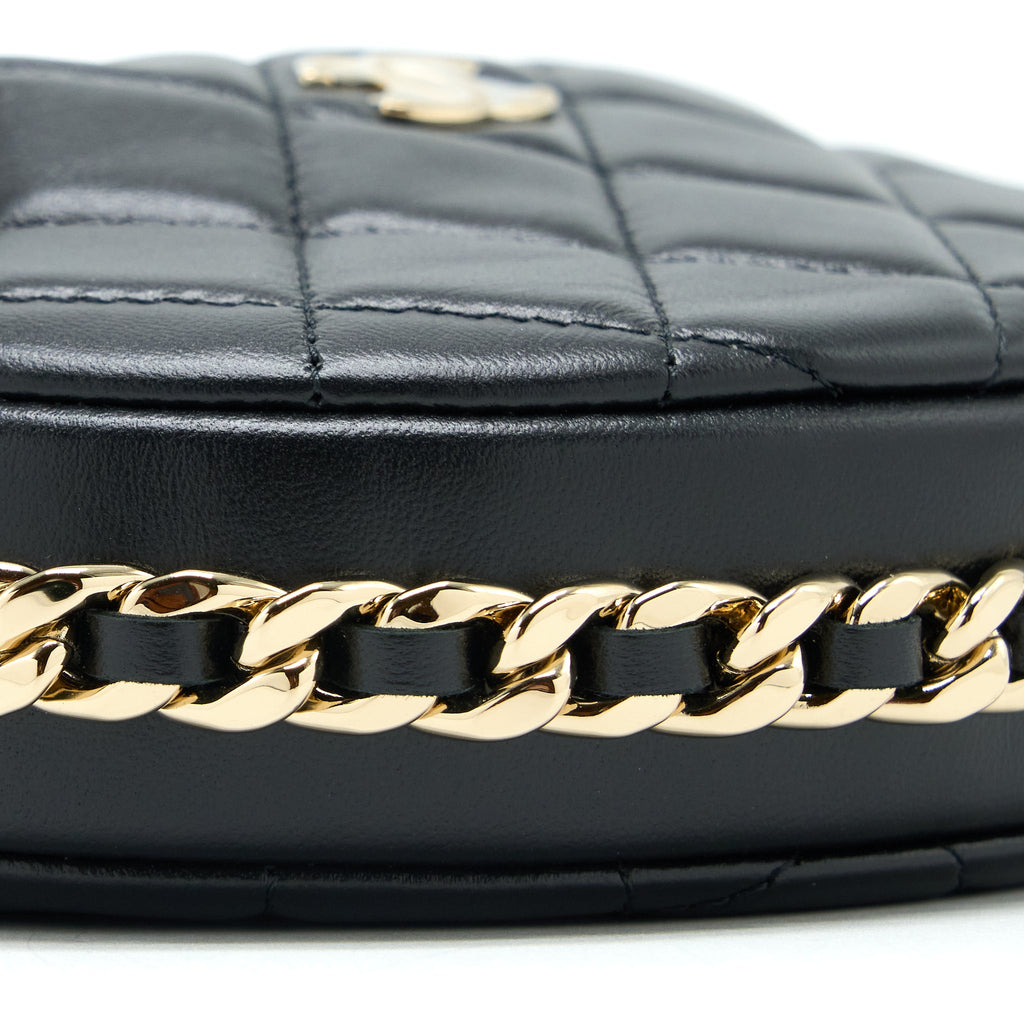 CHANEL 23C ROUND CLUTCH LAMBSKIN BLACK LGHW (MICROCHIP)