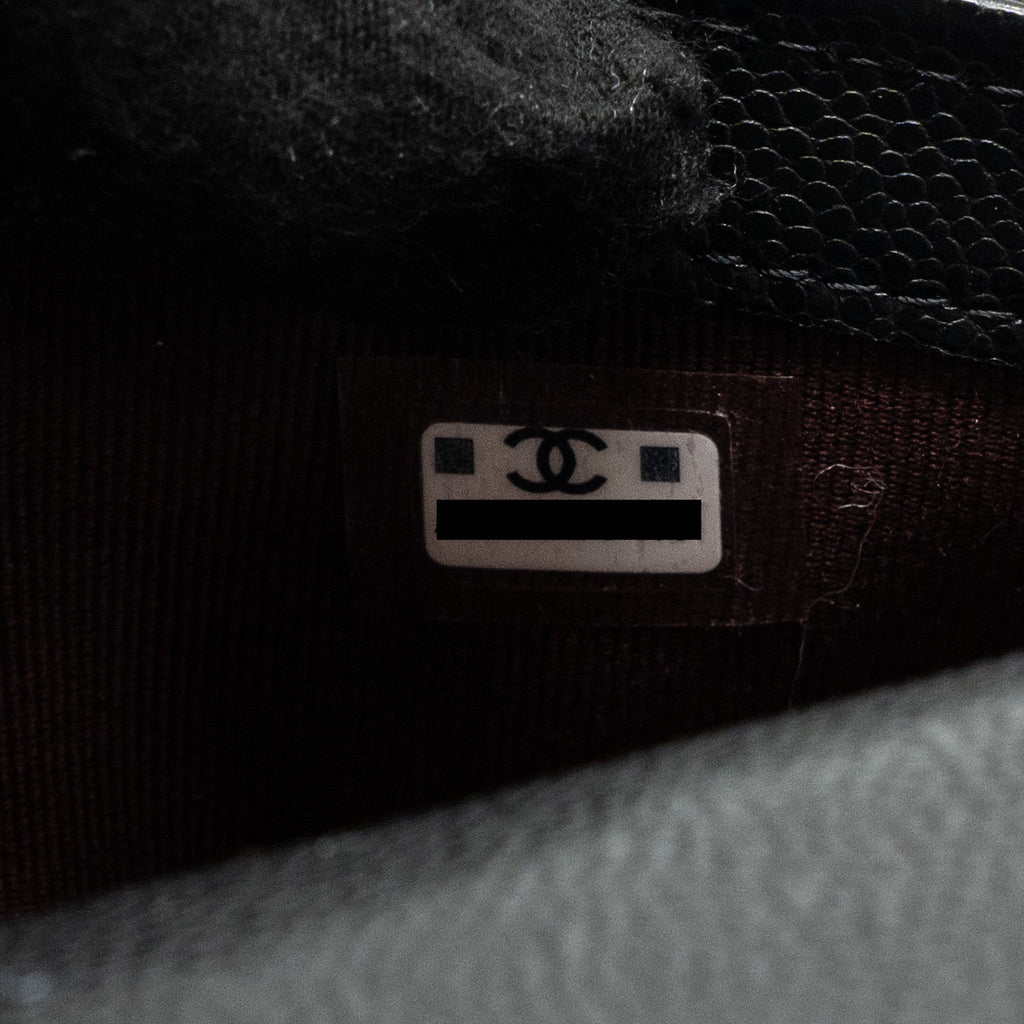 CHANEL DOUBLE POCKET WALLET ON CHAIN CAVIAR BLACK LGHW(MICROCHIP)
