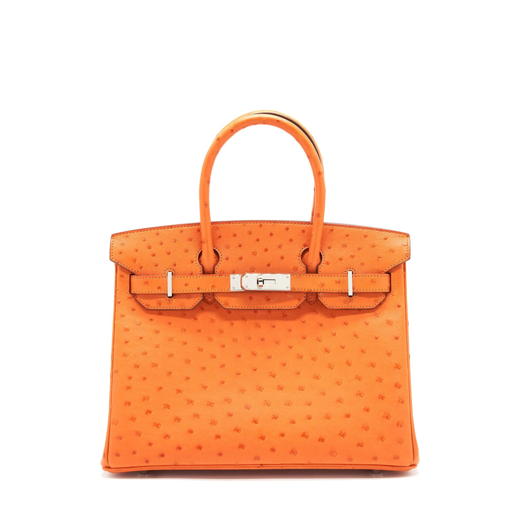 HERMES BIRKIN 30 OSTRICH TANGERINE SHW
