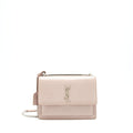 SAINT LAURENT SUNSET BAG CROCODILE EMBOSSED PINK SHW