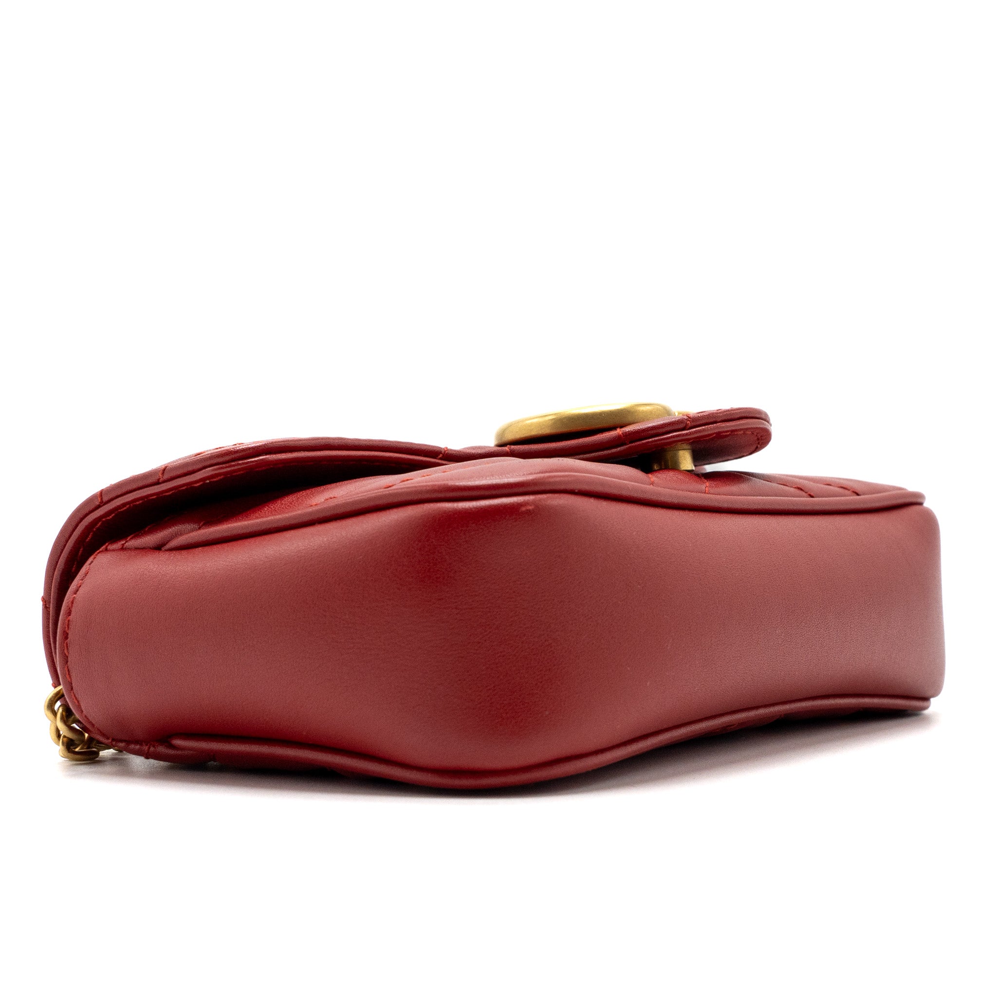 GUCCI MARMONT SUPER MINI MATELASSÉ CHEVRON CALFSKIN RED GHW