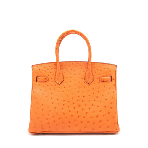 HERMES BIRKIN 30 OSTRICH TANGERINE SHW