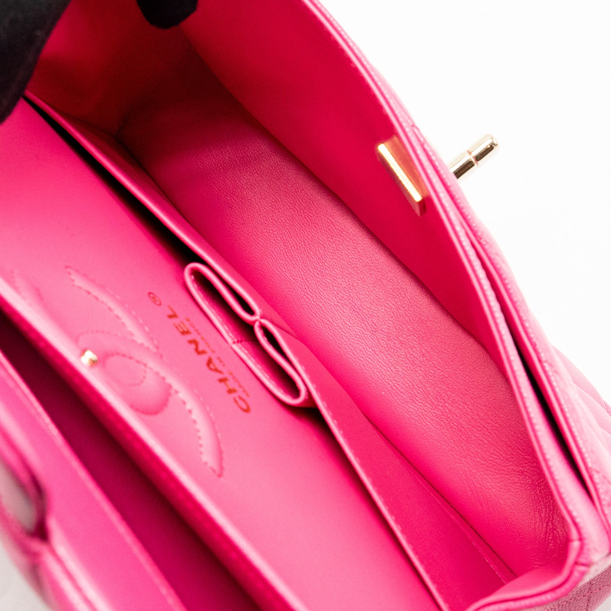 CHANEL SMALL CLASSIC DOUBLE FLAP BAG CAVIAR PINK LGHW (MICROCHIP)