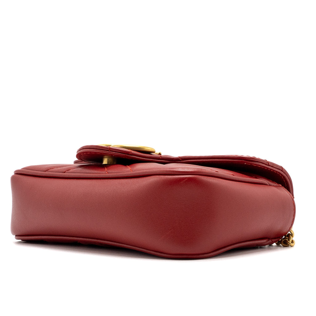 GUCCI MARMONT SUPER MINI MATELASSÉ CHEVRON CALFSKIN RED GHW