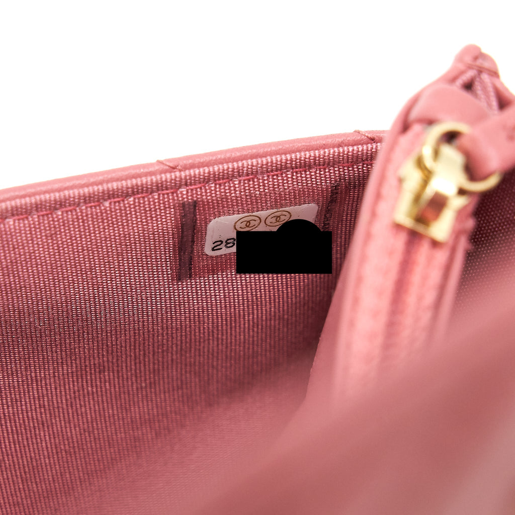 CHANEL CHEVRON TRENDY CC WALLET ON CHAIN LAMBSKIN PINK LGHW